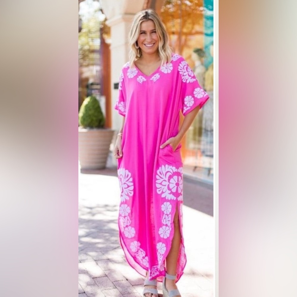 J. Marie || Luna Embroidered Maxi Dress Pink medium